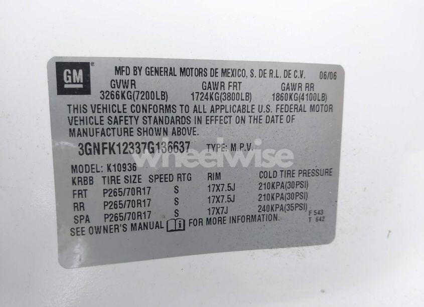 Photo 9 of 2007 Chevrolet Avalanche 1500 LT (VIN 3GNFK12337G136637)