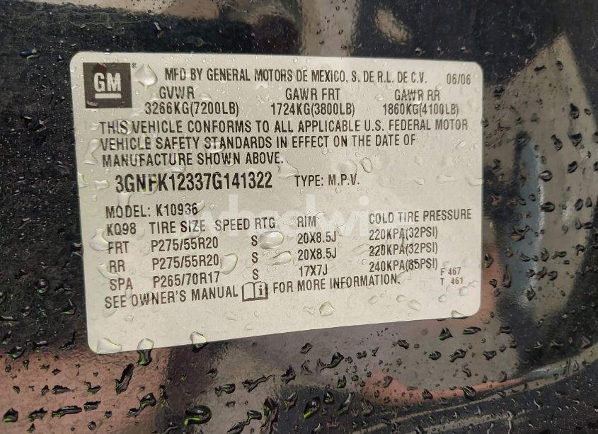 Photo 9 of 2007 Chevrolet Avalanche 1500 LTZ (VIN 3GNFK12337G141322)