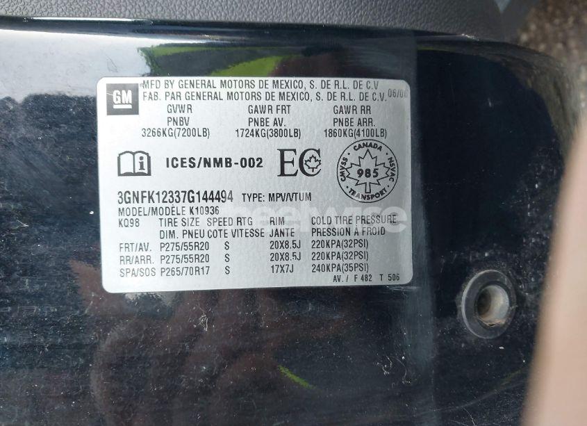 Photo 9 of 2007 Chevrolet Avalanche 1500 LS/LT/LTZ (VIN 3GNFK12337G144494)