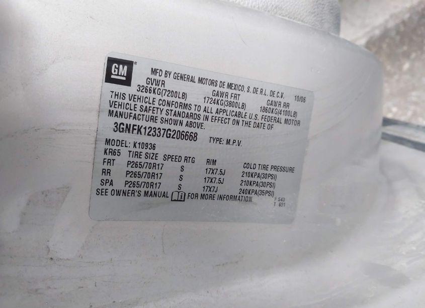 Photo 9 of 2007 Chevrolet Avalanche 1500 LT (VIN 3GNFK12337G206668)