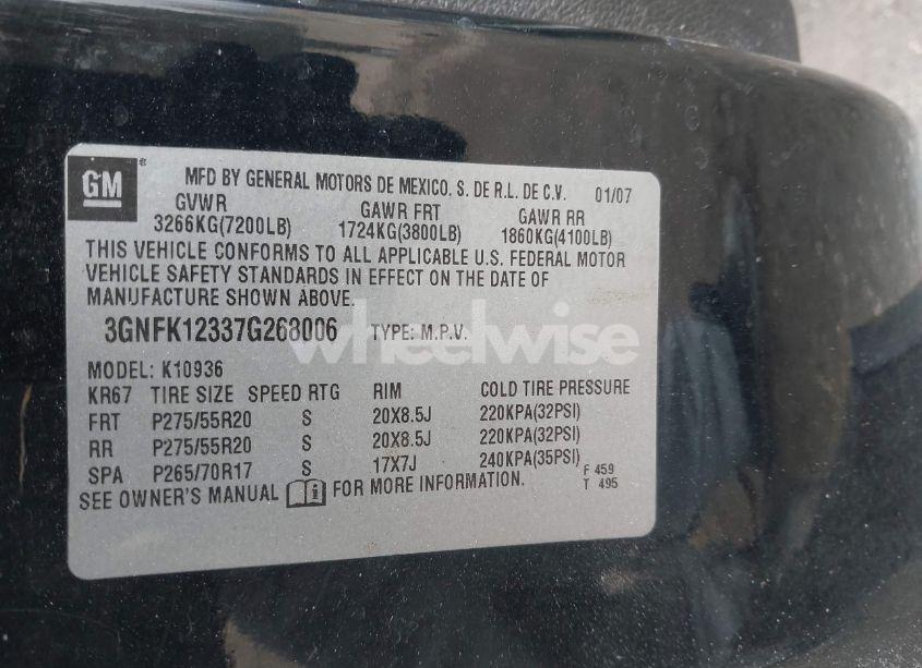 Photo 9 of 2007 Chevrolet Avalanche 1500 LTZ (VIN 3GNFK12337G268006)