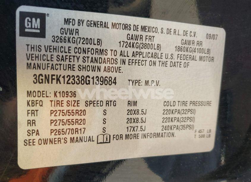 Photo 9 of 2008 Chevrolet Avalanche 1500 LT (VIN 3GNFK12338G139684)