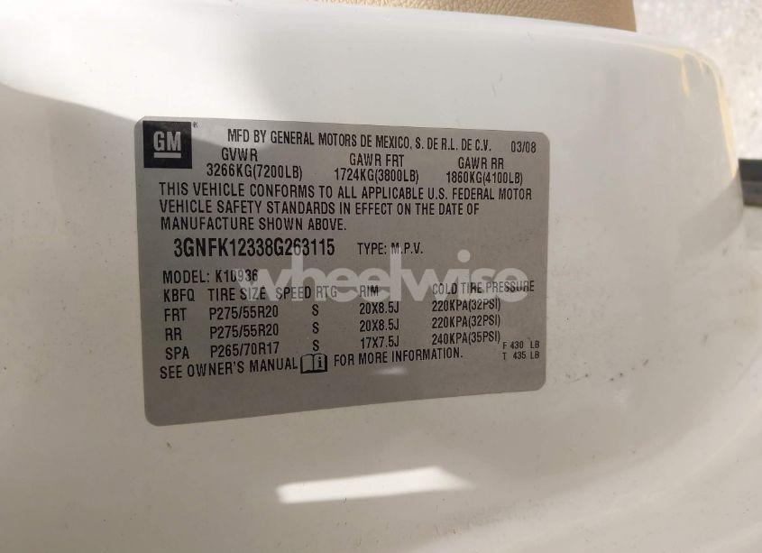 Photo 9 of 2008 Chevrolet Avalanche 1500 LTZ (VIN 3GNFK12338G263115)