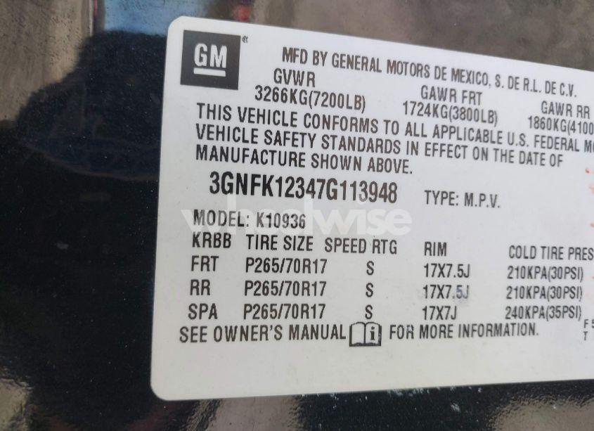 Photo 9 of 2007 Chevrolet Avalanche 1500 LT (VIN 3GNFK12347G113948)