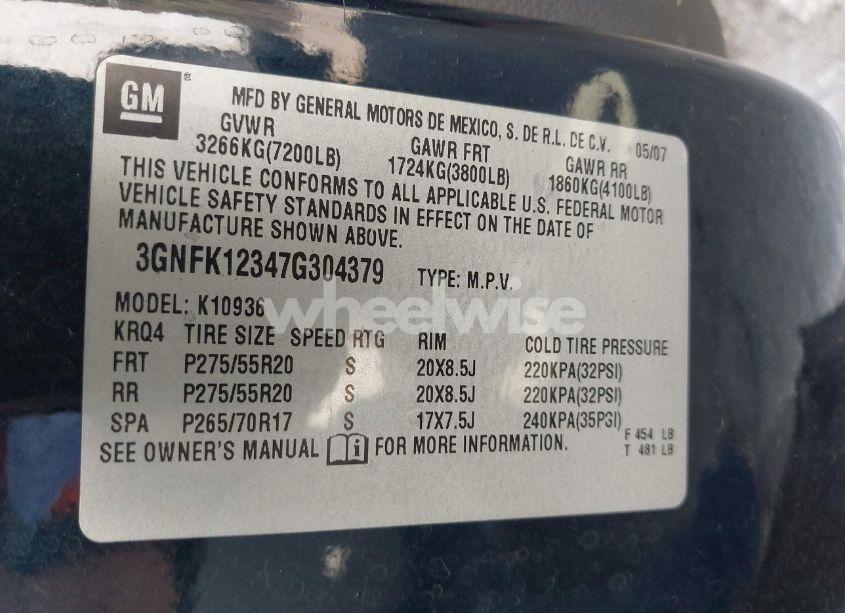 Photo 9 of 2007 Chevrolet Avalanche 1500 LTZ (VIN 3GNFK12347G304379)