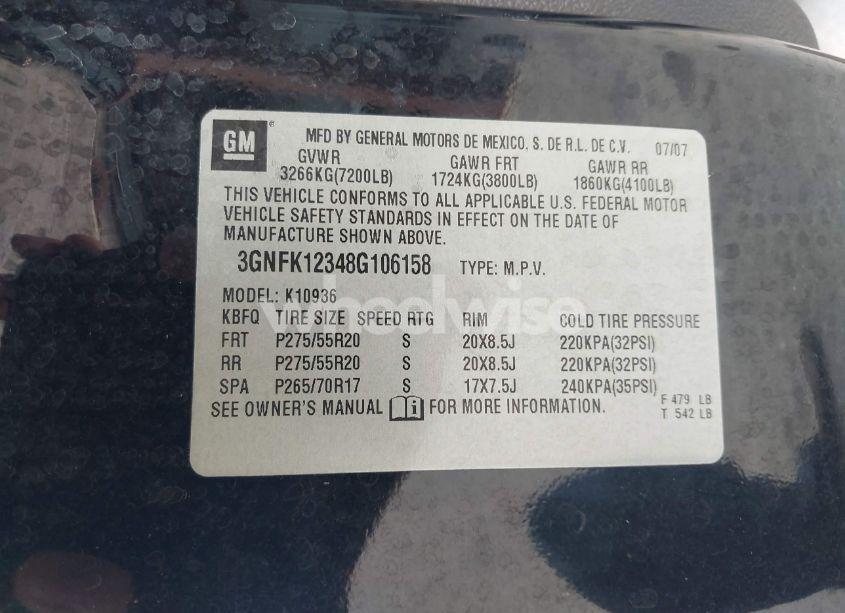 Photo 9 of 2008 Chevrolet Avalanche 1500 LT (VIN 3GNFK12348G106158)