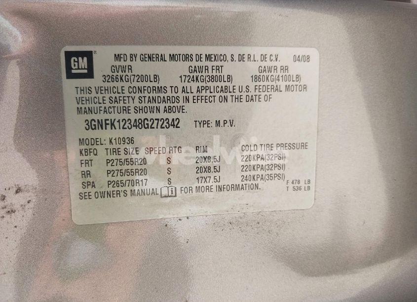 Photo 9 of 2008 Chevrolet Avalanche 1500 LT (VIN 3GNFK12348G272342)