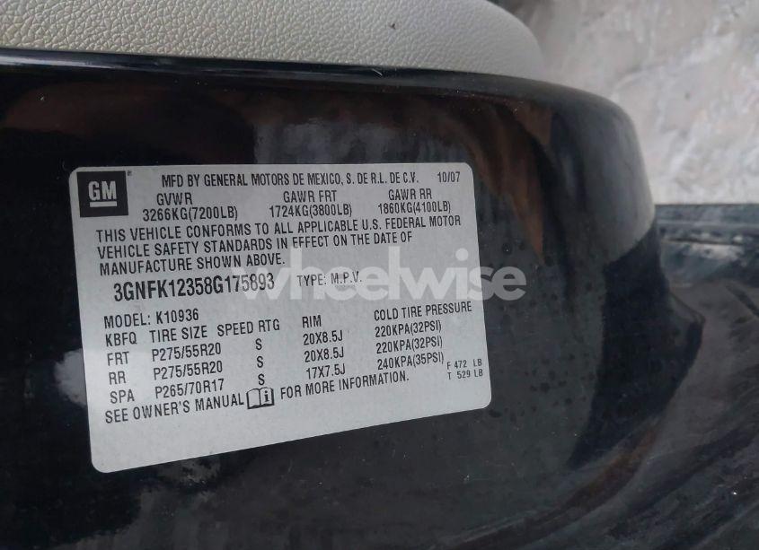 Photo 9 of 2008 Chevrolet Avalanche 1500 LT (VIN 3GNFK12358G175893)