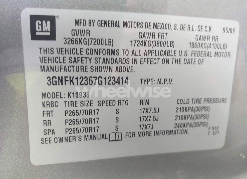 Photo 9 of 2007 Chevrolet Avalanche 1500 LT (VIN 3GNFK12367G123414)