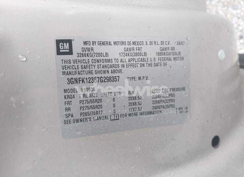 Photo 9 of 2007 Chevrolet Avalanche 1500 LTZ (VIN 3GNFK12367G298357)