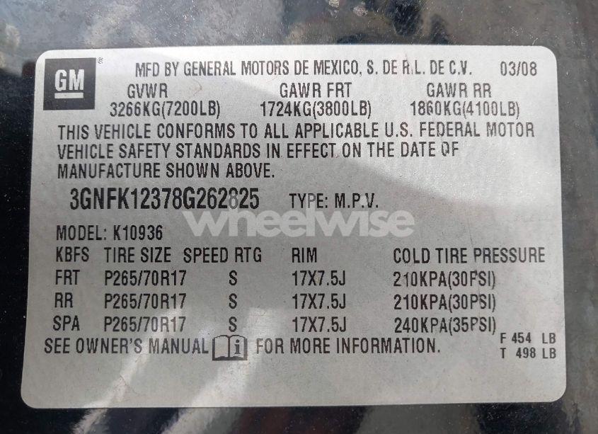 Photo 9 of 2008 Chevrolet Avalanche K1500 (VIN 3GNFK12378G262825)