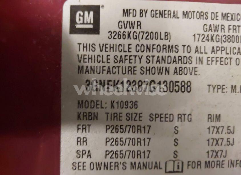 Photo 9 of 2007 Chevrolet Avalanche 1500 LS (VIN 3GNFK12387G130588)