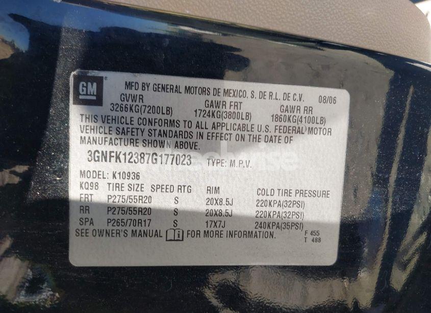 Photo 9 of 2007 Chevrolet Avalanche 1500 LTZ (VIN 3GNFK12387G177023)