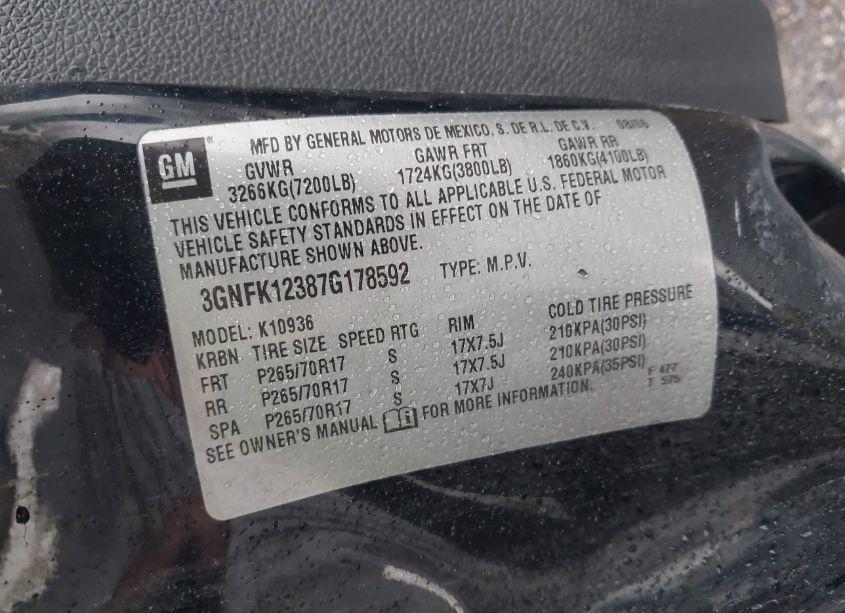 Photo 9 of 2007 Chevrolet Avalanche 1500 LS (VIN 3GNFK12387G178592)