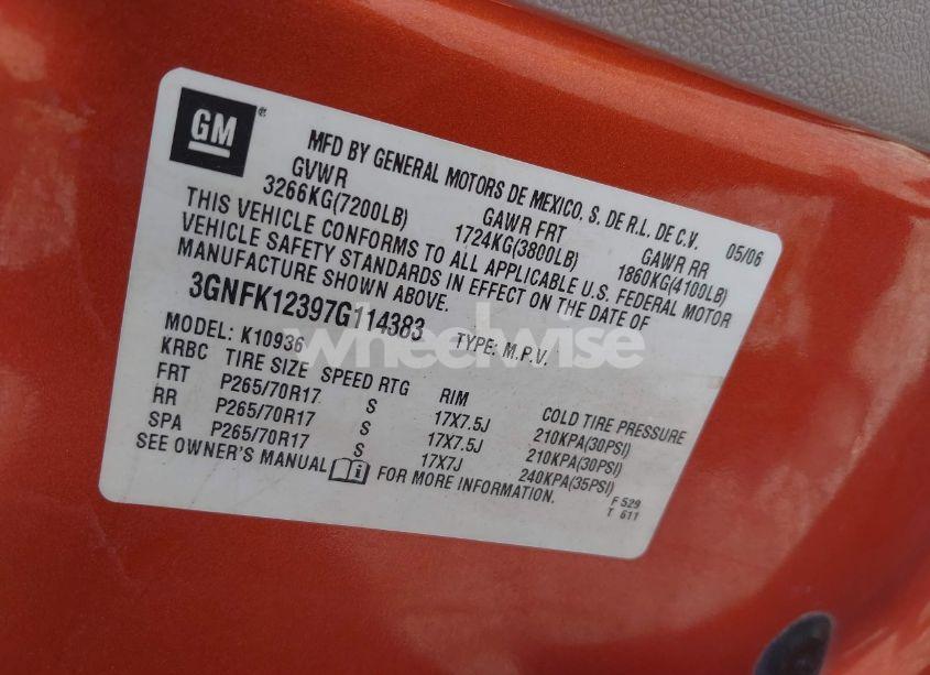 Photo 9 of 2007 Chevrolet Avalanche 1500 LT (VIN 3GNFK12397G114383)