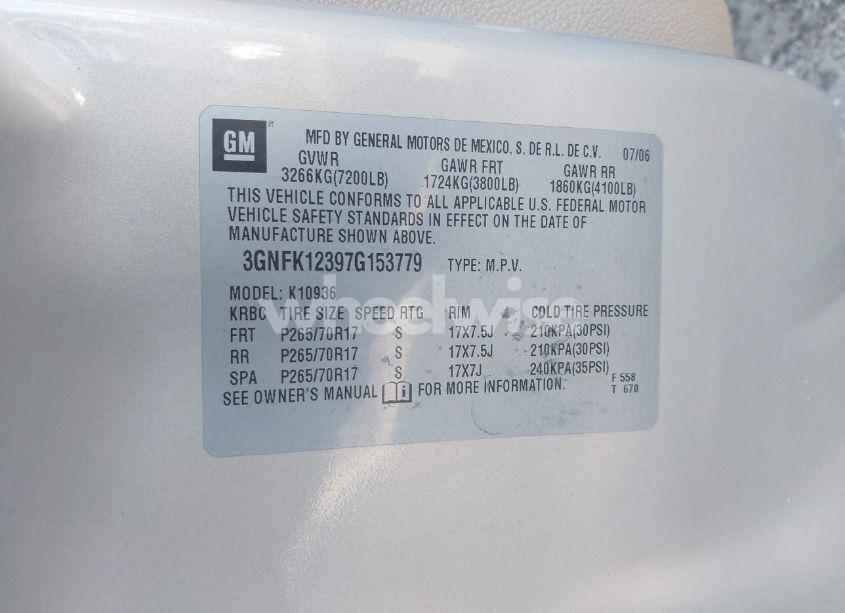 Photo 9 of 2007 Chevrolet Avalanche 1500 LT (VIN 3GNFK12397G153779)