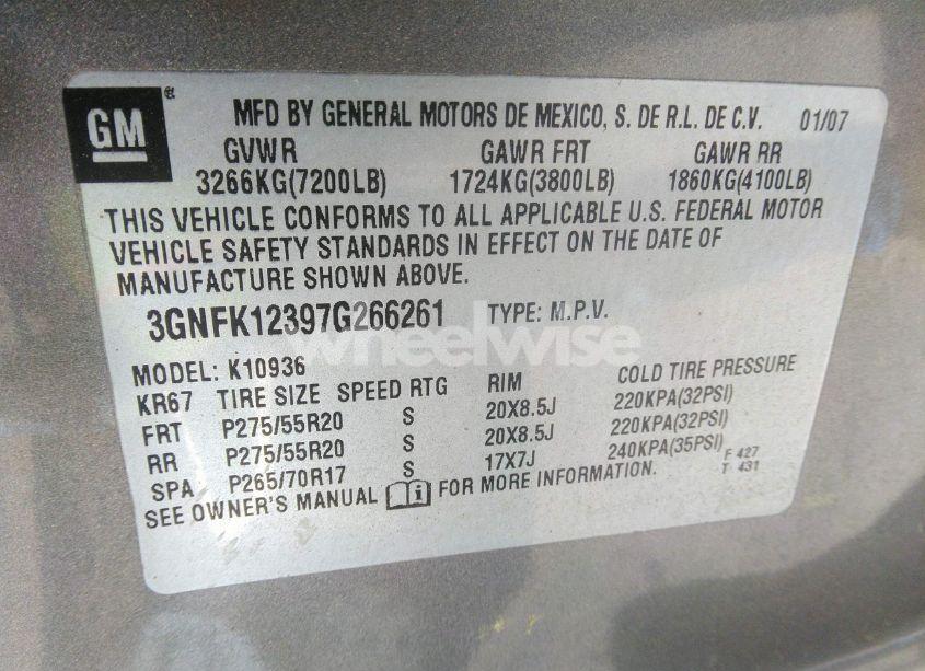 Photo 9 of 2007 Chevrolet Avalanche 1500 LTZ (VIN 3GNFK12397G266261)