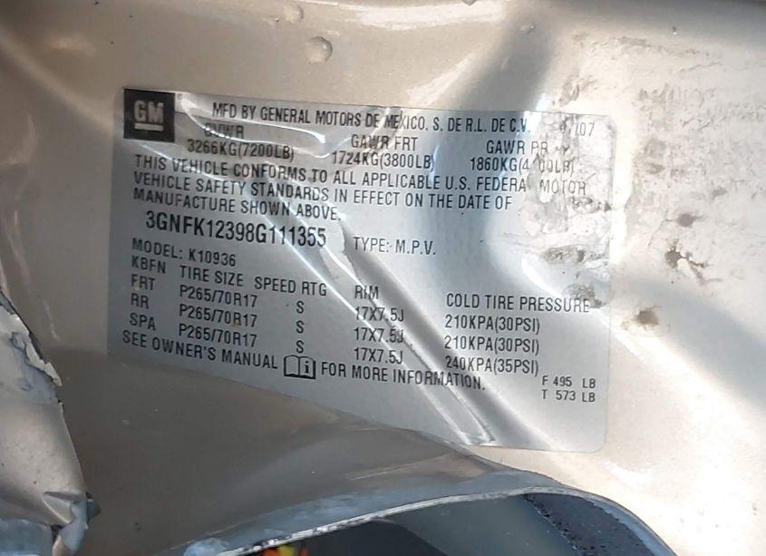 Photo 9 of 2008 Chevrolet Avalanche 1500 LT (VIN 3GNFK12398G111355)