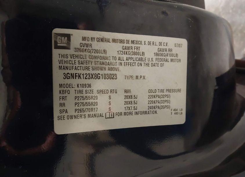 Photo 8 of 2008 Chevrolet Avalanche 1500 LTZ (VIN 3GNFK123X8G103023)