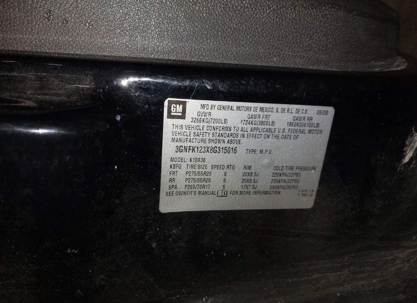 Photo 9 of 2008 Chevrolet Avalanche 1500 LT (VIN 3GNFK123X8G315016)