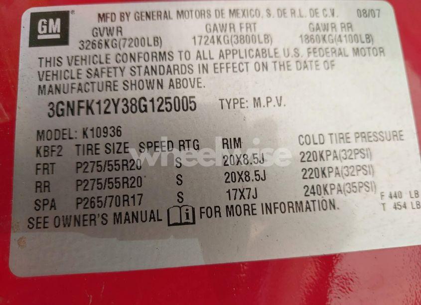 Photo 9 of 2008 Chevrolet Avalanche 1500 LTZ (VIN 3GNFK12Y38G125005)