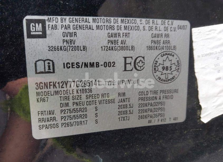 Photo 9 of 2007 Chevrolet Avalanche 1500 LT/LTZ (VIN 3GNFK12Y77G295141)