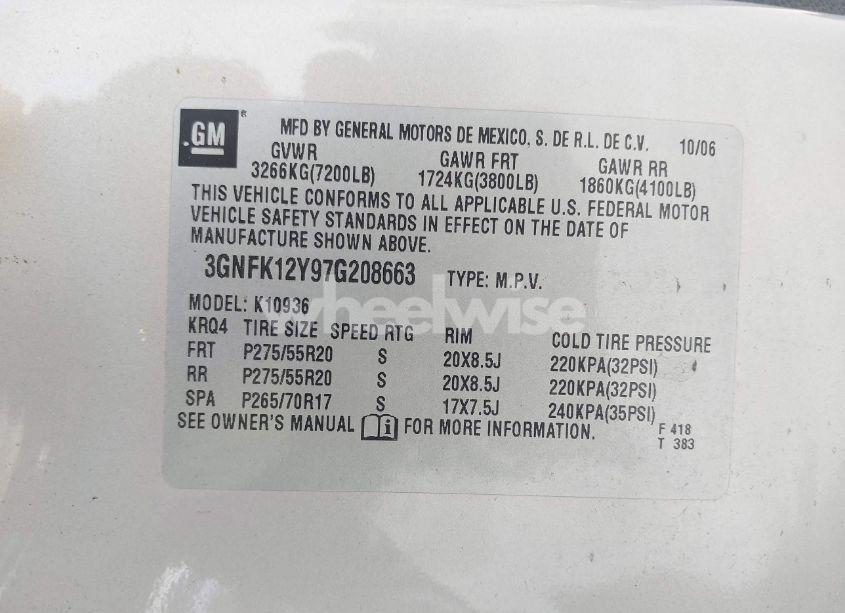 Photo 9 of 2007 Chevrolet Avalanche 1500 LTZ (VIN 3GNFK12Y97G208663)