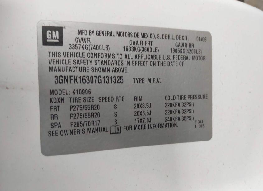 Photo 9 of 2007 Chevrolet Suburban 1500 LTZ (VIN 3GNFK16307G131325)