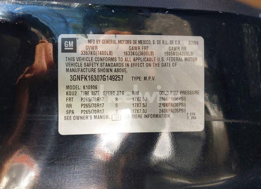 Photo 9 of 2007 Chevrolet Suburban 1500 LT (VIN 3GNFK16307G149257)