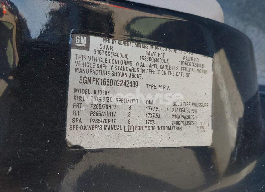 Photo 9 of 2007 Chevrolet Suburban 1500 LT (VIN 3GNFK16307G242439)