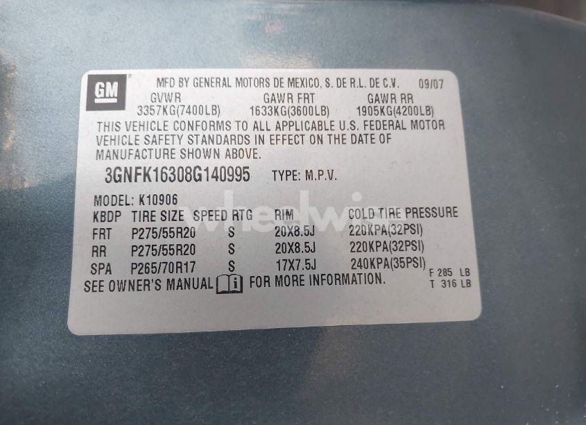 Photo 9 of 2008 Chevrolet Suburban 1500 LTZ (VIN 3GNFK16308G140995)