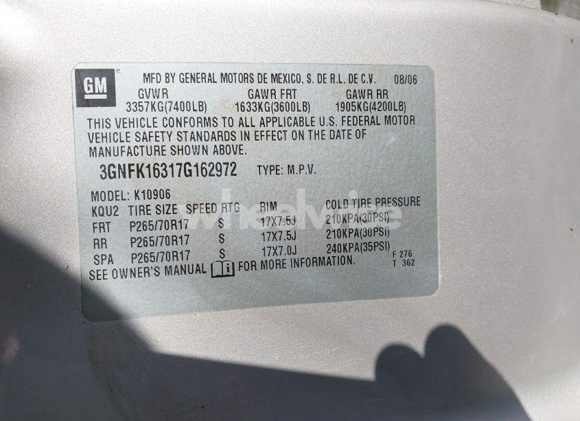 Photo 9 of 2007 Chevrolet Suburban 1500 LT (VIN 3GNFK16317G162972)