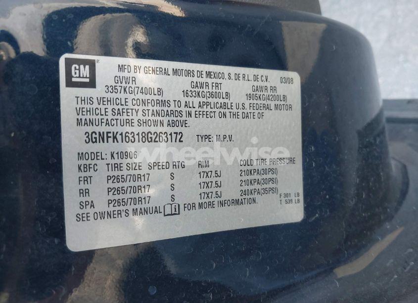 Photo 9 of 2008 Chevrolet Suburban 1500 LT (VIN 3GNFK16318G263172)