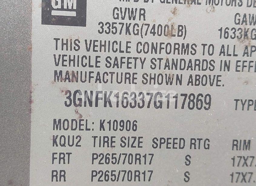 Photo 9 of 2007 Chevrolet Suburban 1500 LT (VIN 3GNFK16337G117869)