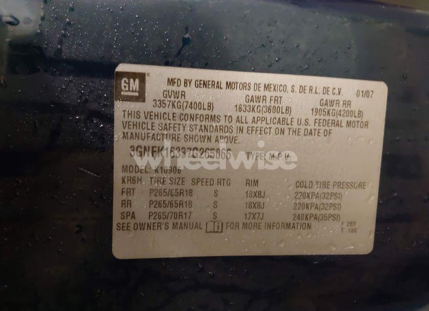 Photo 9 of 2007 Chevrolet Suburban 1500 LT (VIN 3GNFK16337G265066)