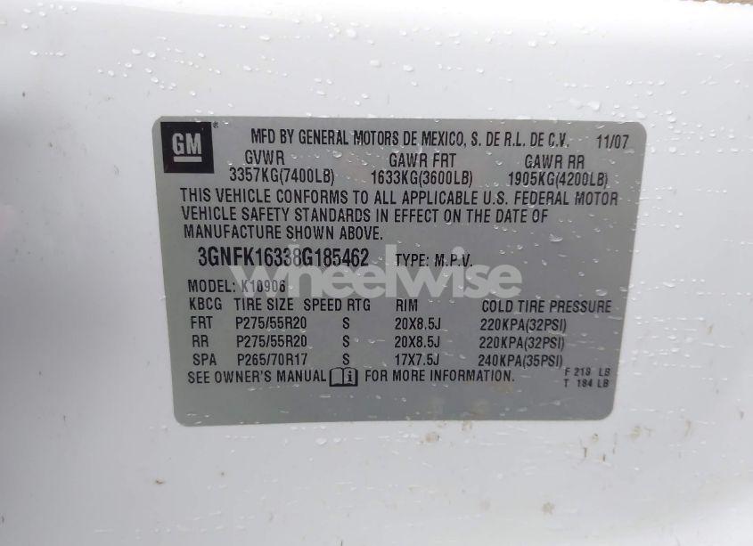 Photo 9 of 2008 Chevrolet Suburban 1500 LTZ (VIN 3GNFK16338G185462)