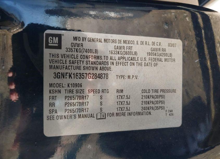 Photo 9 of 2007 Chevrolet Suburban 1500 LT (VIN 3GNFK16357G284878)