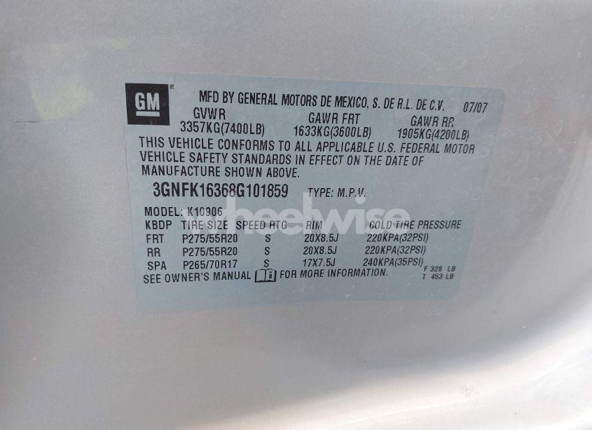 Photo 9 of 2008 Chevrolet Suburban 1500 LT (VIN 3GNFK16368G101859)