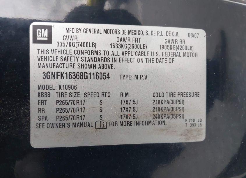 Photo 9 of 2008 Chevrolet Suburban 1500 LS (VIN 3GNFK16368G116054)