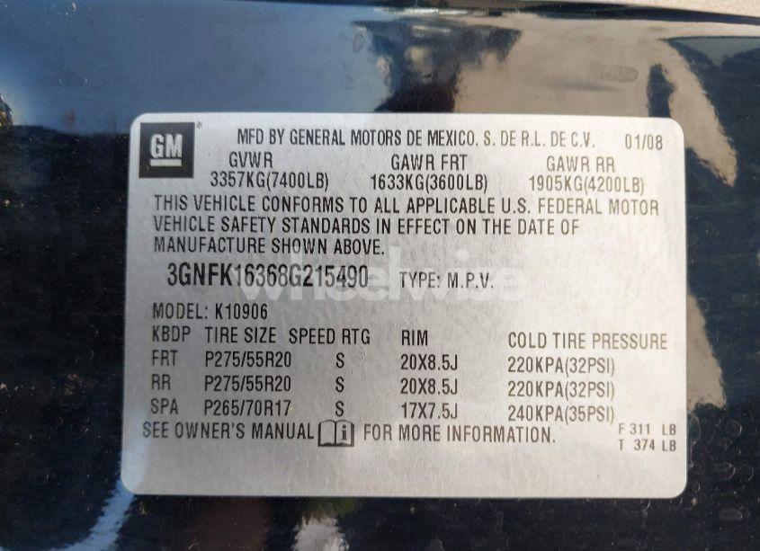 Photo 9 of 2008 Chevrolet Suburban 1500 LTZ (VIN 3GNFK16368G215490)