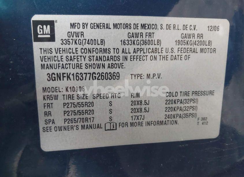 Photo 9 of 2007 Chevrolet Suburban 1500 LT (VIN 3GNFK16377G260369)