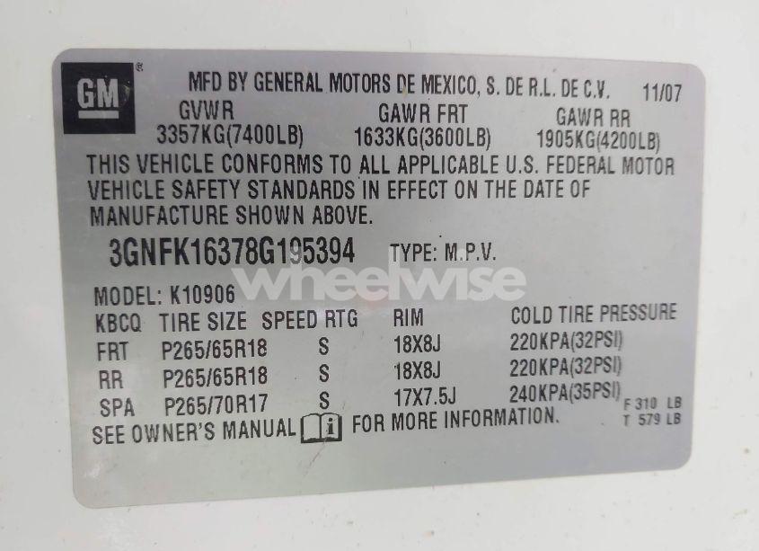 Photo 9 of 2008 Chevrolet Suburban 1500 LT (VIN 3GNFK16378G195394)