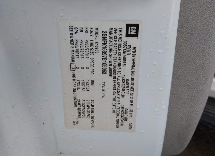 Photo 9 of 2007 Chevrolet Suburban 1500 LT (VIN 3GNFK16397G105063)