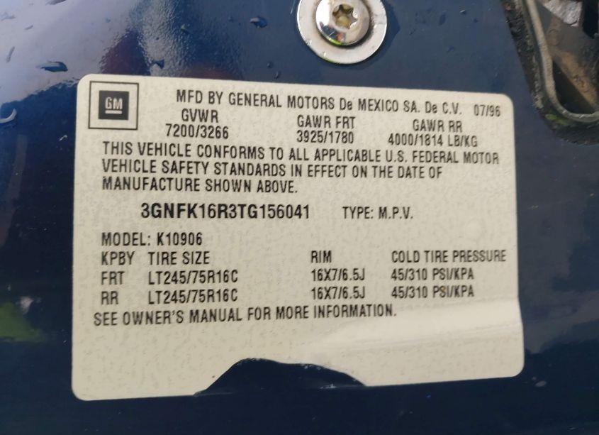 Photo 9 of 1996 Chevrolet Suburban K1500 (VIN 3GNFK16R3TG156041)