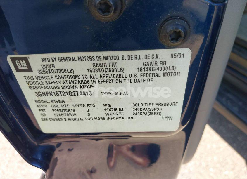 Photo 9 of 2001 Chevrolet Suburban 1500 LS (VIN 3GNFK16T01G274413)