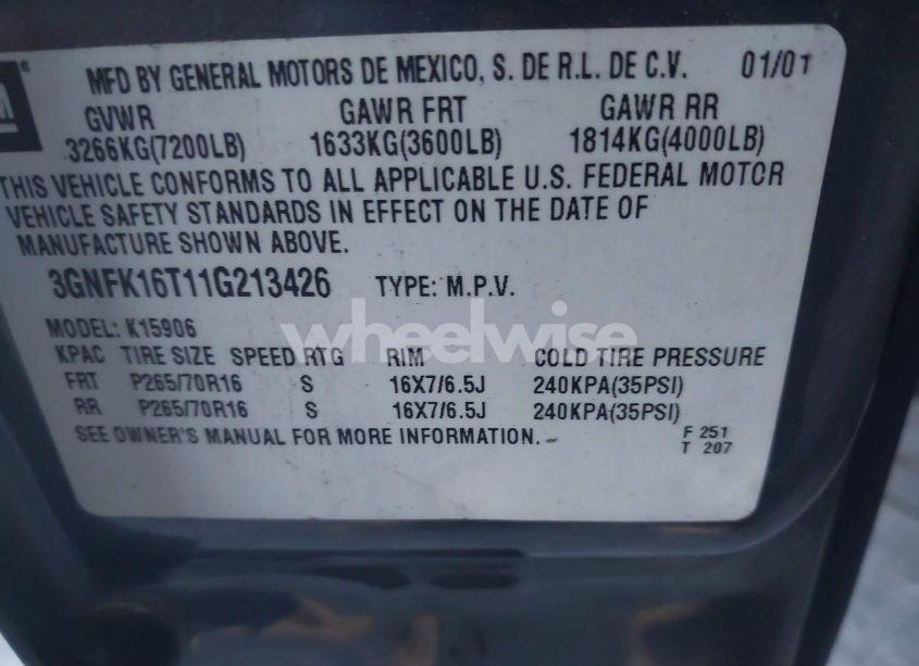 Photo 9 of 2001 Chevrolet Suburban 1500 LT (VIN 3GNFK16T11G213426)