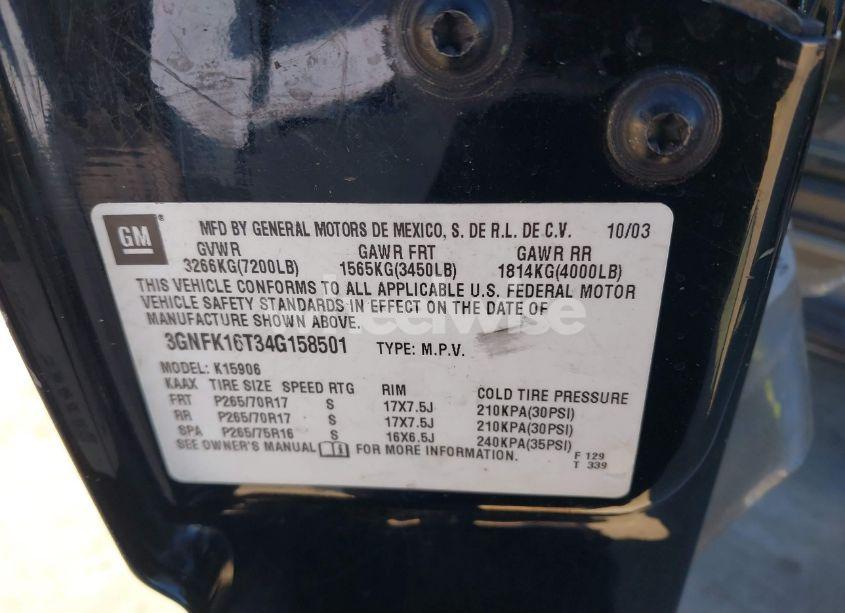 Photo 9 of 2004 Chevrolet Suburban 1500 Z71 (VIN 3GNFK16T34G158501)