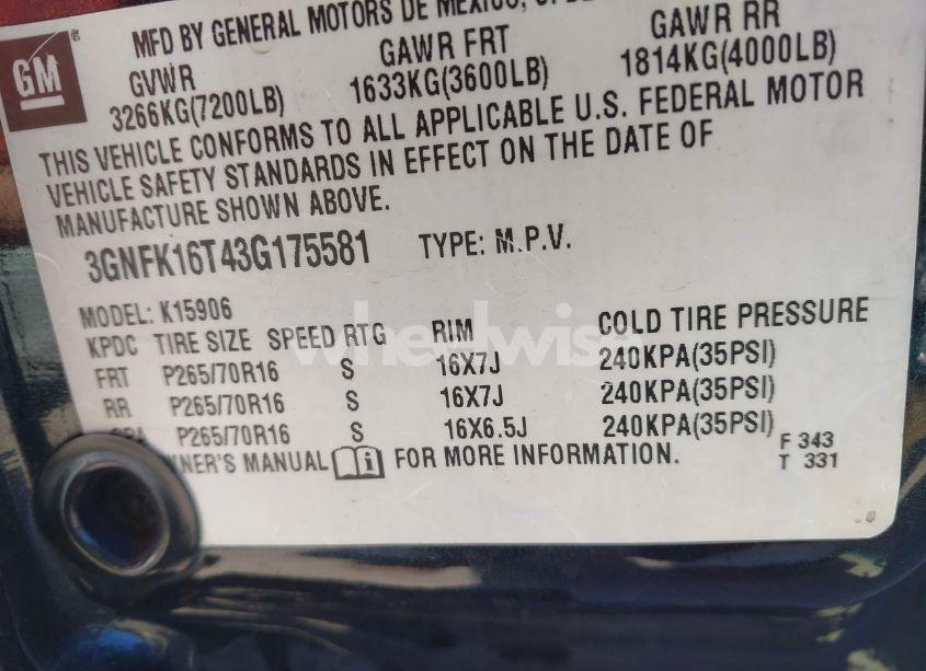 Photo 9 of 2003 Chevrolet Suburban 1500 LS (VIN 3GNFK16T43G175581)