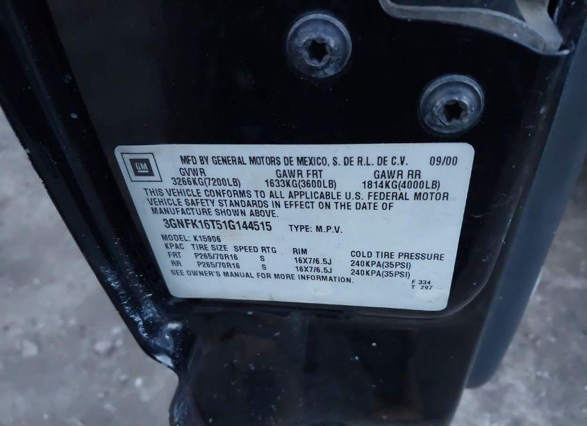 Photo 9 of 2001 Chevrolet Suburban 1500 LS (VIN 3GNFK16T51G144515)