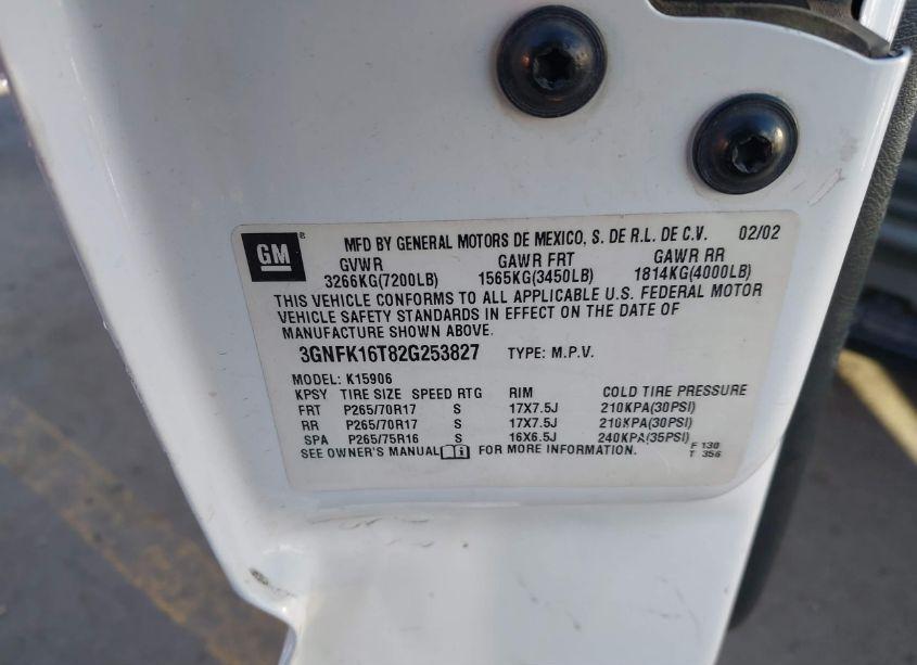 Photo 9 of 2002 Chevrolet Suburban 1500 Z71 (VIN 3GNFK16T82G253827)